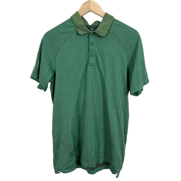 Fabletics Green Training Day Stretch Polo Size Medium Nylon Blend Men’s - Picture 1 of 5